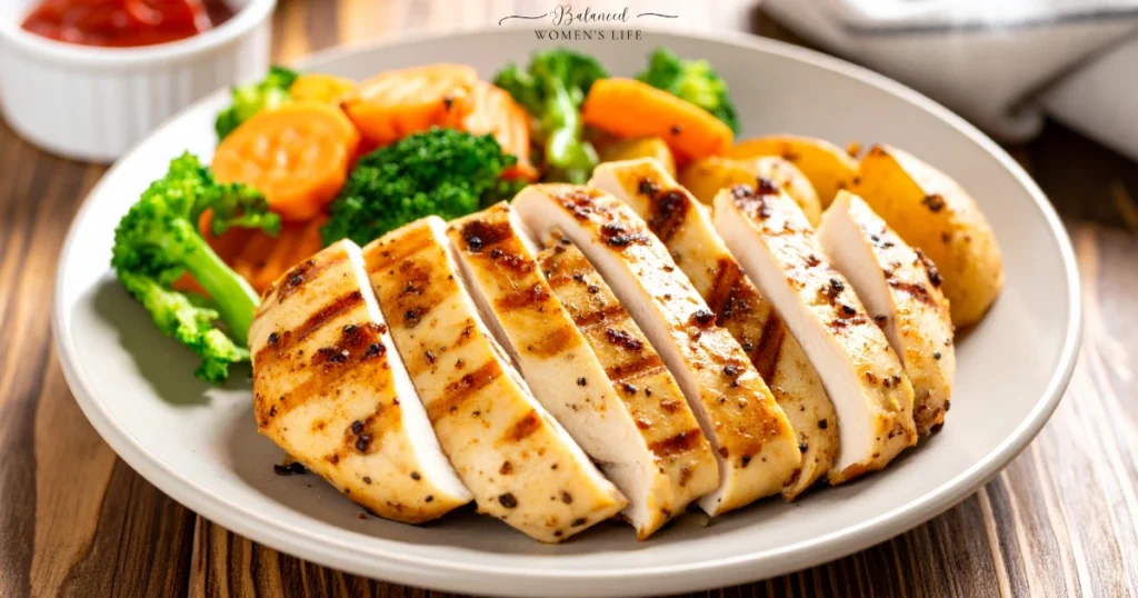 Balanced meal with salmon